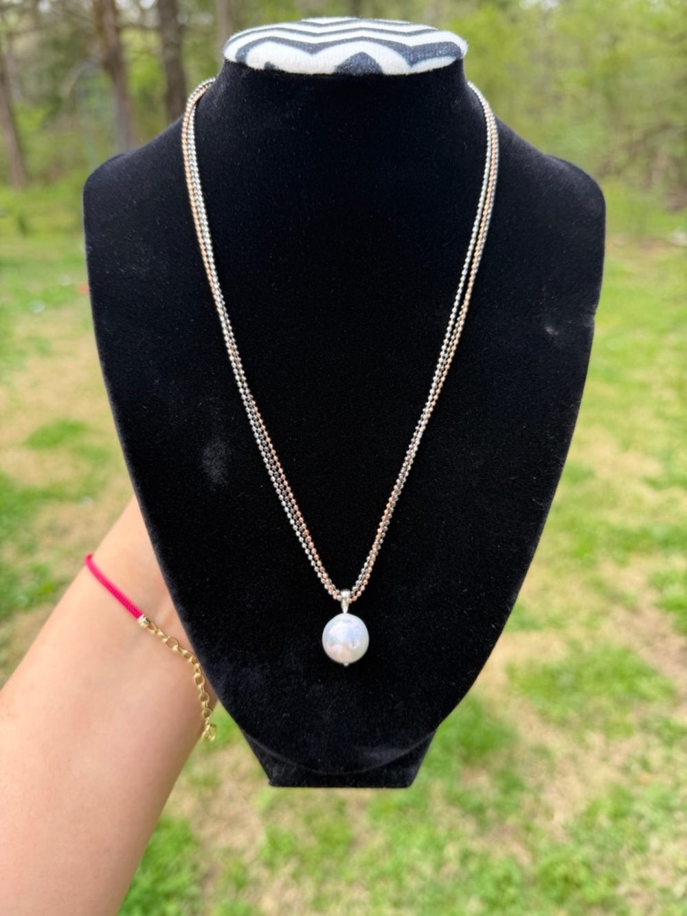 925 Sterling Silver 3 Chain Necklace With Silvet Honora Pear Pendant - Picture 4 of 4